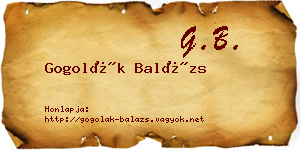Gogolák Balázs névjegykártya
